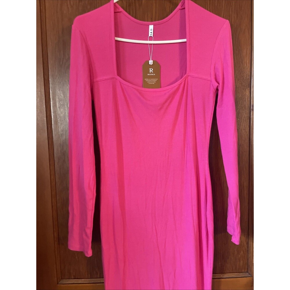 REORIA Women's Basic Summer Casual Lounge Long Dress Elegant Long Sleeve XL NWT - Picture 3 of 10